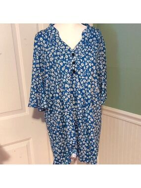 Hocosit Women's XXL Short Sleeve Floral Tunic Top